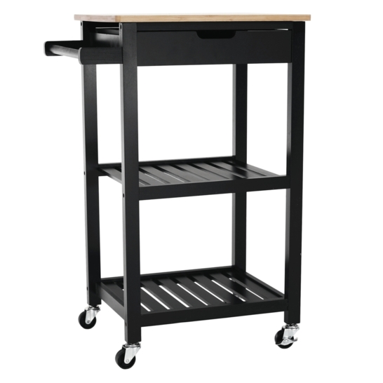 Tálalókocsi, természetes/fekete, ARETE raktárról