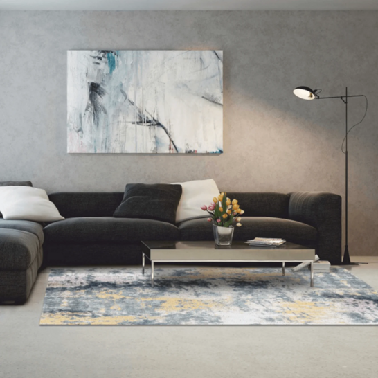 Szőnyeg, kék/szürke/sárga, 160x230, MARION tip 1