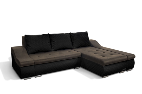 Design2 sarokkanapé s28 sötétbarna-fekete bőr