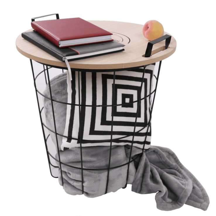 Kisasztal, természetes minta/fekete, NANDO raktárról