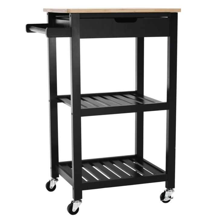 Tálalókocsi, természetes/fekete, ARETE raktárról