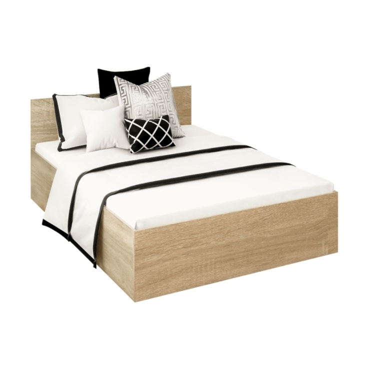 Ágy fém ráccsal és tárolóhellyel, 140x200, sonoma tölgy, DOLI raktárról