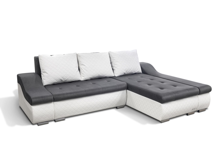 Design2 sarokkanapé s96 szürke-fehér bőr