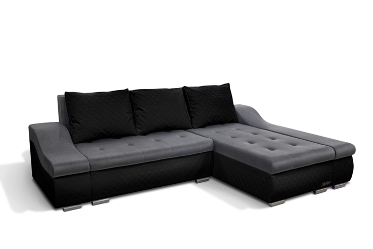 Design2 sarokkanapé s96 szürke-fekete bőr